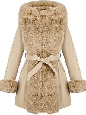 Faux Leather Winter Coat with Fur Lining for Women - Stylish & Warm Jacket
